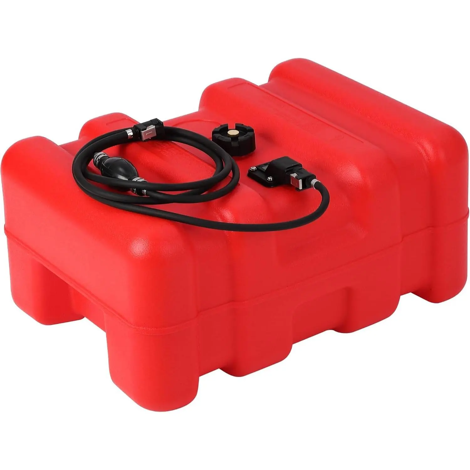 14.5 Gallon Portable Marine Fuel Tank, HDPE Outboard Gas Tank. With Hose & Primer Bulb. Leak-Proof Vent Cap, Clear Gauge. For Fishing Boats, Jon Boats, UTV. Saltwater Resistant, Durable Red Tank