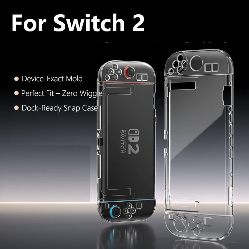Nintendo Switch 2 Protective Case, Durable Transparent Crystal PC & Soft TPU Handle, Detachable Design & Shockproof, Gaming Accessories, Game Console Accessories