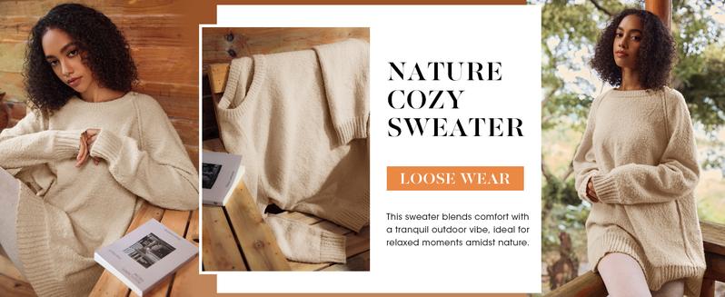 Saodimallsu Womens Oversized Sweater 2025 Fall Trendy Fuzzy Crew Neck Long Sleeve Casual Tunic Sweaters