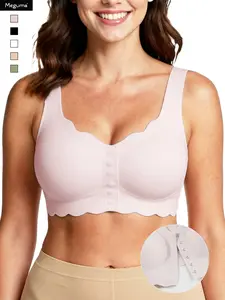 Women's Sexy Wave Edge Front Buckle Push-Up Bra, Seamless Wire-Free Lingerie, Backless Full Coverage, All Seasons Comfort