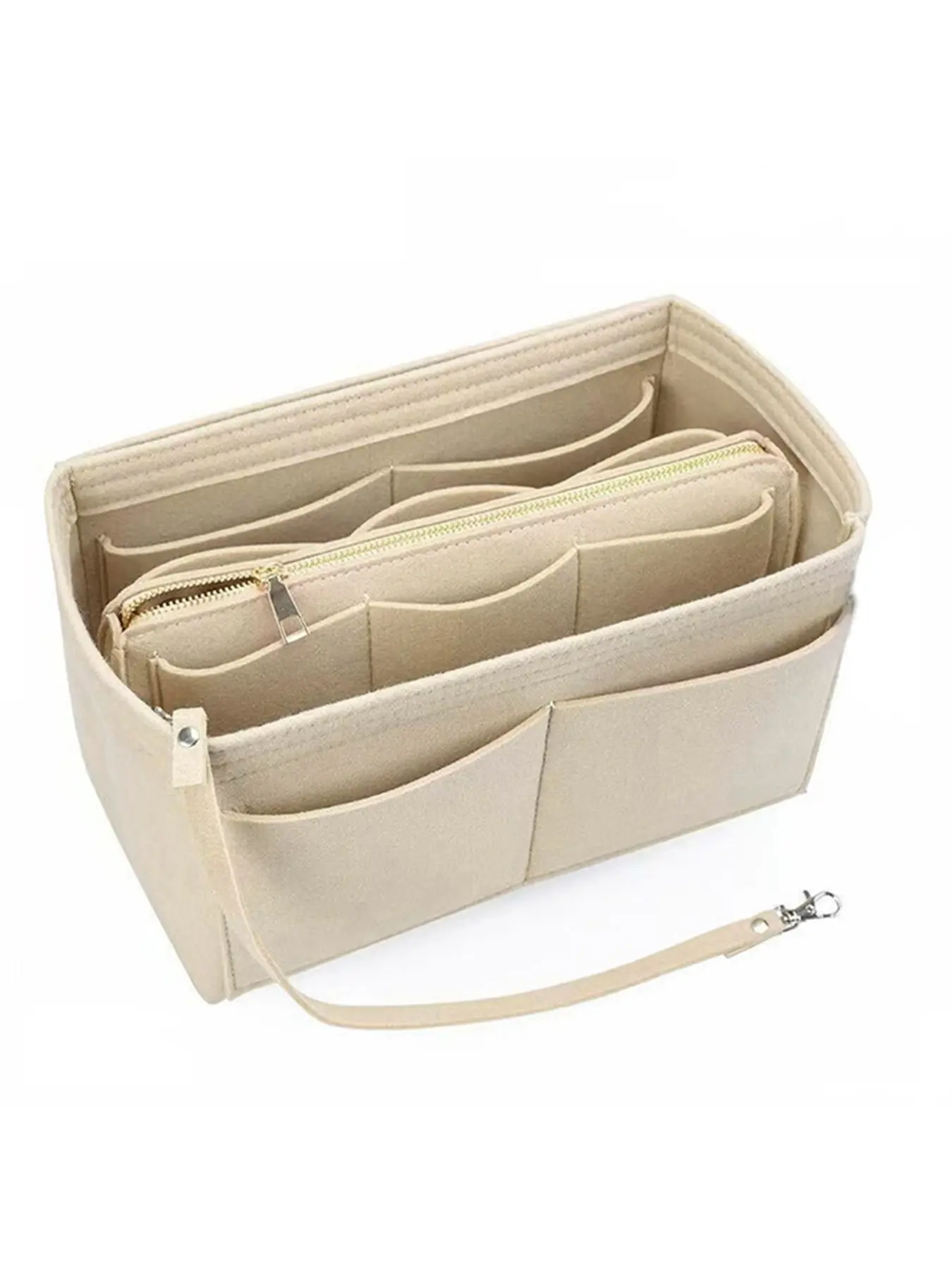 Women's Felt Inner Pouch Handbag, Multi-Compartment Organizer, Desktop Storage Bag, Makeup Bag, Purse Insert Organizer, 1 Piece, Ideal for Sorting and Storing