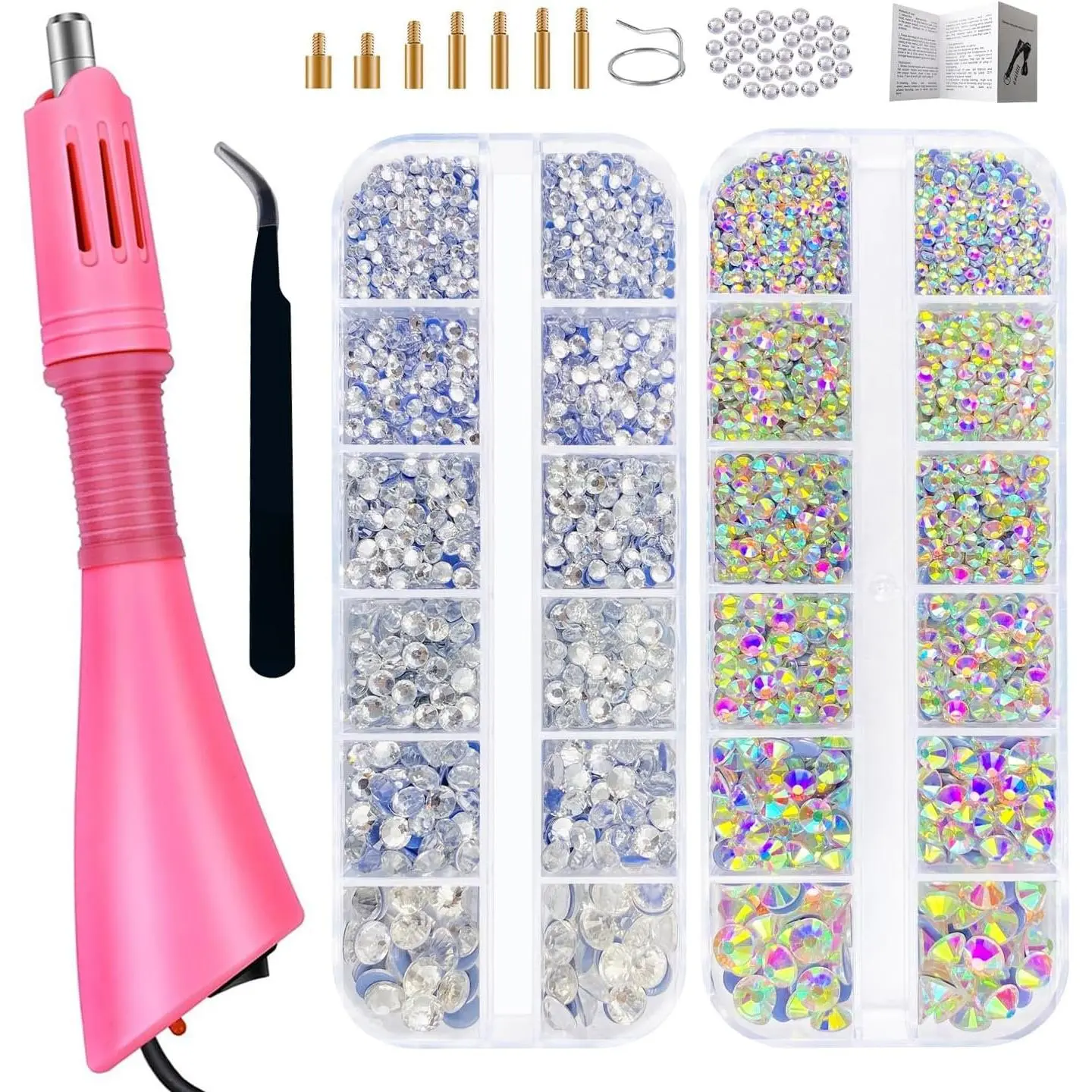 Hotfix Rhinestones Bedazzling Kit,Iron- Hot Fix Applicator Setter Tool with Rhinestones,Hot Fixed Wand for Clothes Clothing Fabric Crafts,