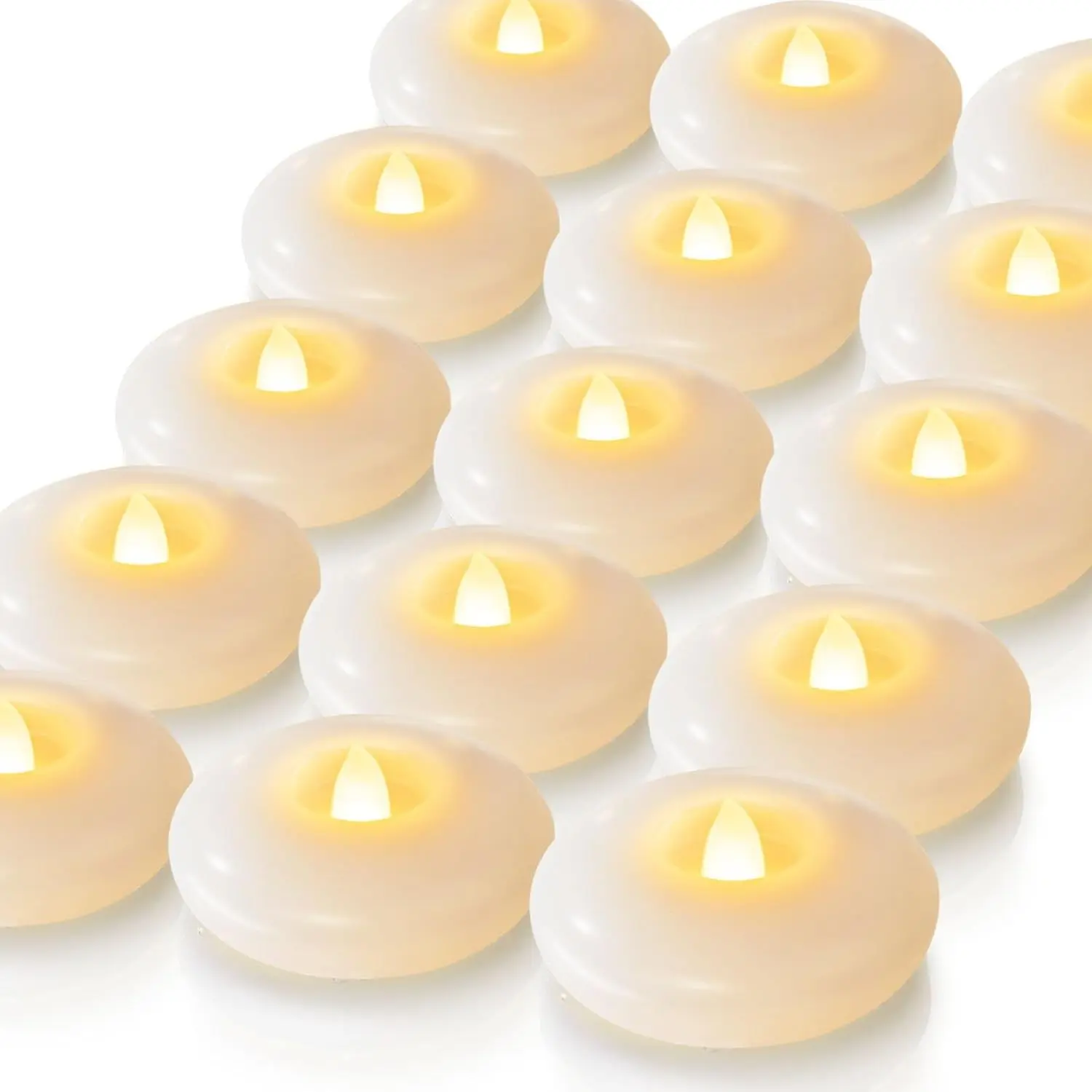 Homemory 24 Pack 3" Flameless LED Floating Candles, 200 Hour White Waterproof Battery Operated Tealights for Cylinder Vases, Wedding Centerpieces, Party, Pool Decor