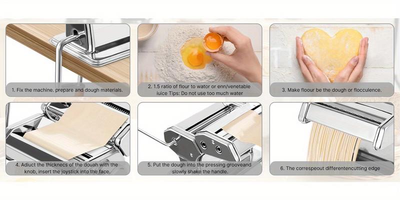 1pc Pasta Maker Machine - Adjustable Thickness (9 Settings) with Rollers and Cutterfor Pasta, for Making Spaghetti, Fettuccine, Lasagna - Ideal Gift for Food Lovers, Silvery Pasta Machine.