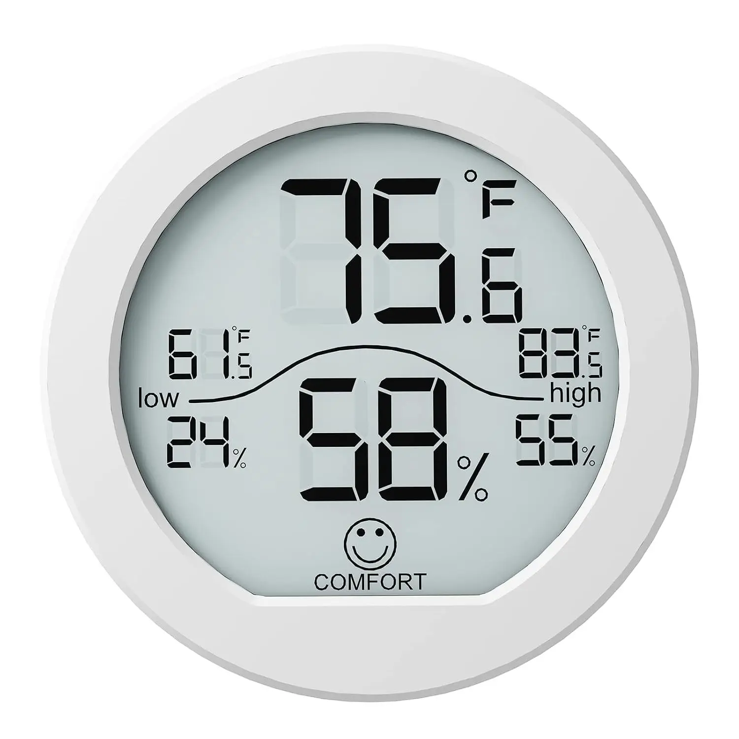 Indoor Digital Hygrometer Thermometer with LCD Display, Room Temperature Humidity Meter with Max/Min Records, 1 Pack