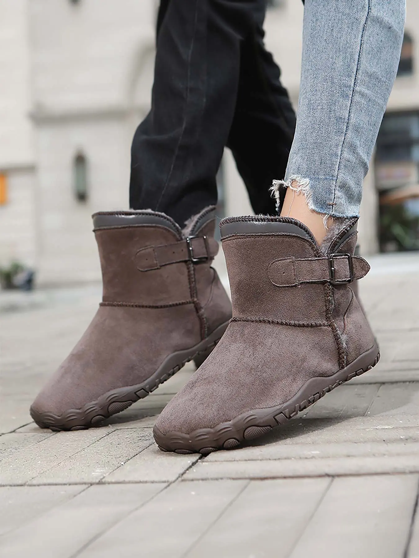 Women’s Fleece Lined Warm Barefoot Snow Boots, Wide Toe Box Zero Drop Quick Slip-On Lock Drawstring, Water Resistant Non-Slip Winter Ankle Boots for Commute & Trail Hiking