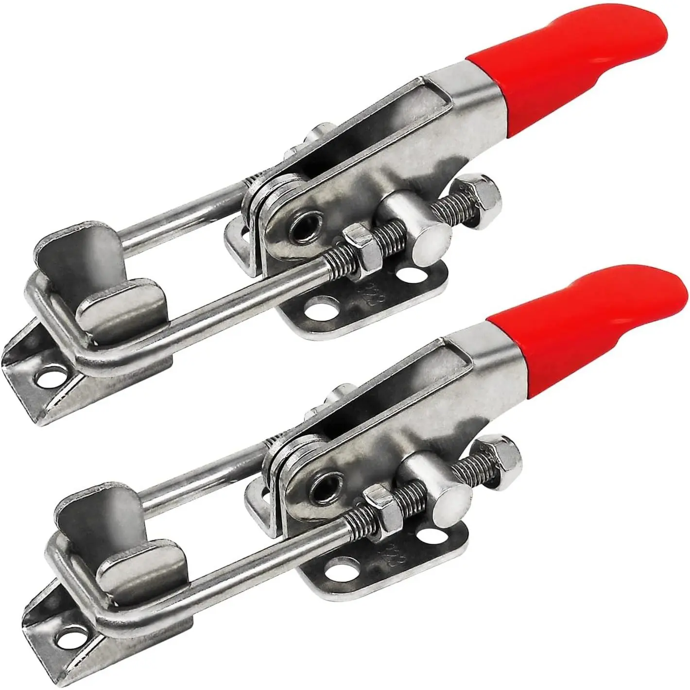 2pcs Heavy Duty 304 Stainless Steel Toggle Clamps with Toggle Handle, 400LBs Capacity Adjustable U Bolt Holding Quick Release Latch, Clamps + Screws (40323-2pcs)