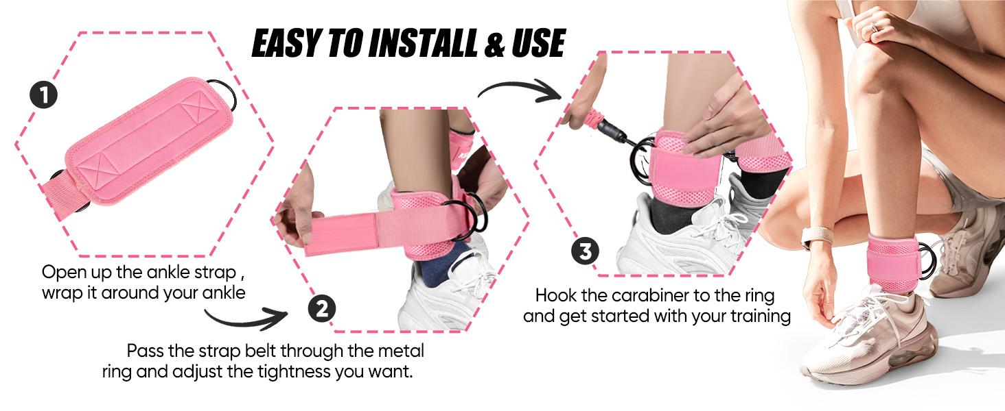 Ankle Resistance Bands with Cuffs for Working Out, Resistance Bands for Women, Exercise Bands for Leg and Glute, Booty Workout Equipment for Kickbacks,Butt and Hip Training