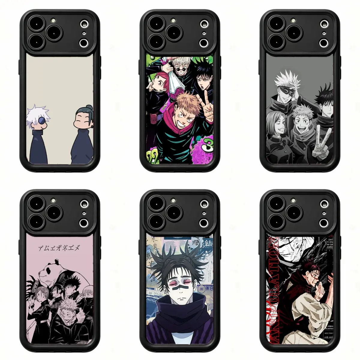 Cool Jujutsu Kaisen Manga Art Phone Case Black Frame Trend Anime Fan Cover,For iPhone 11 12 13 14 15 16 17 pro max for Samsung S26 S25 S24 S23 S22 S21 phone Cases, fashion Gifts For Fans Men Women,Phone Accessories,phone cases