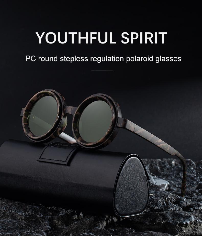 New Model ND Adjustable Zoom Sunglasses for Men, Round Frame, High-End Polarized Glasses for Driving