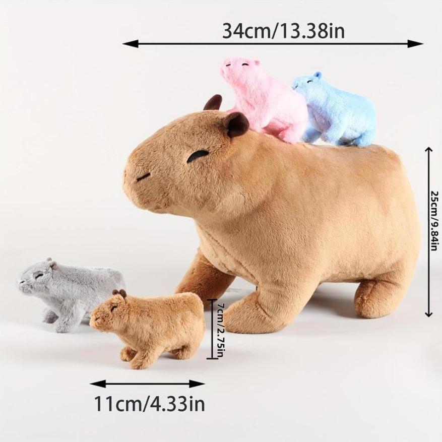5-Piece Capybara Plush Toy Set - Adorable Capybara Stuffed Animals: Soft, Cozy, and Perfect as Birthday and Holiday Gifts
