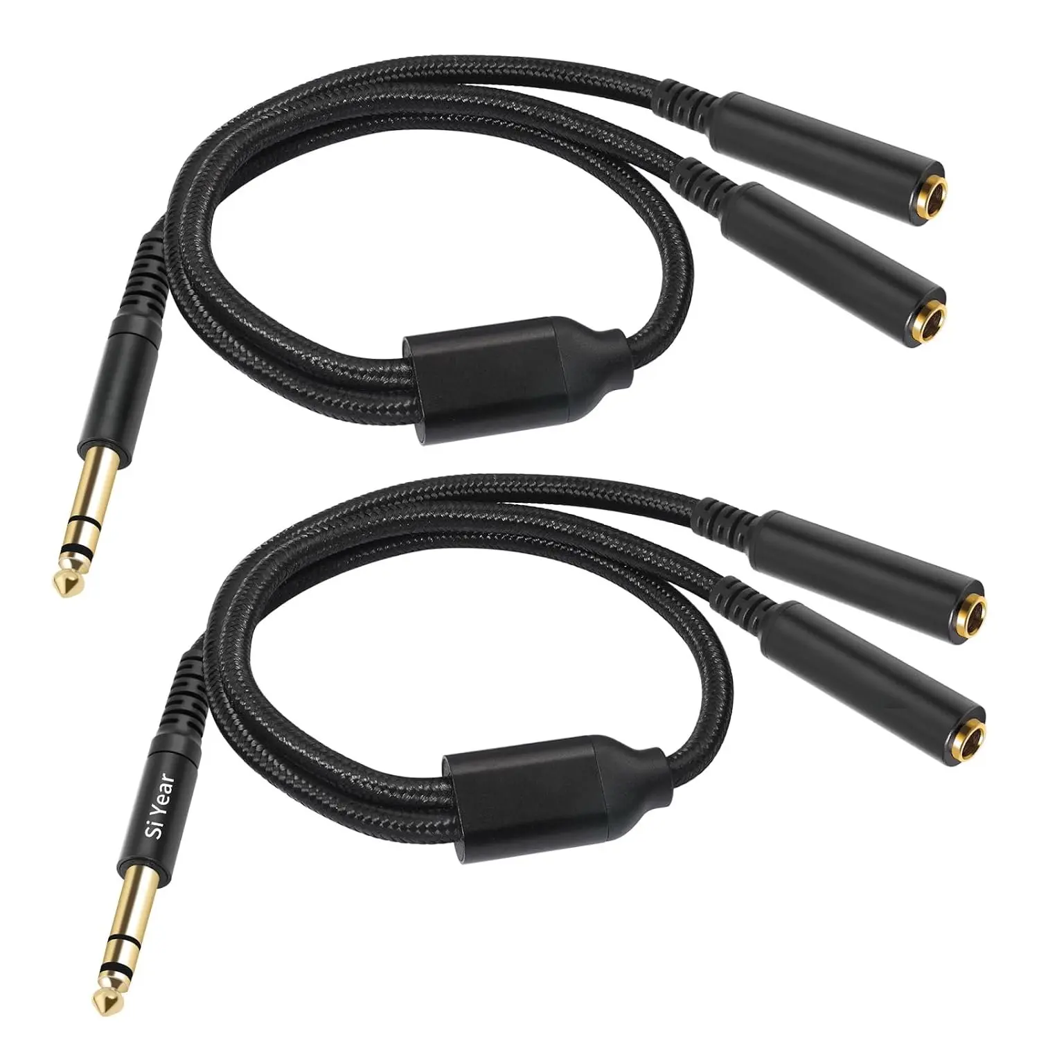 1/4" Splitter , 6.35mm TRS to  1/4 inch Female Stereo Y Headphone Splitter  for Studio,DJ,Amplifier,Karaoke, Live Sound Systems etc(30cm /2PACK)