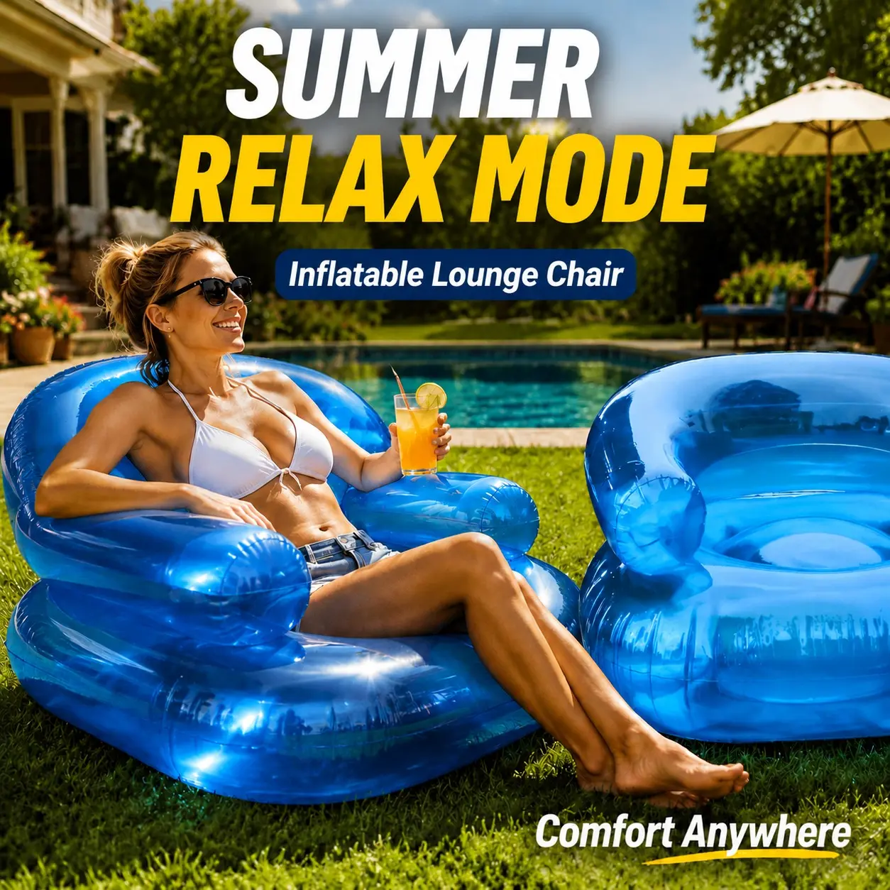 Portable Inflatable Lazy Sofa, Air Couch, Boneless Sofa, Transparent Design, No Charging Needed, Outdoor Camping Picnic Chair, Soft Cozy Comfortable Single Seat, Chaise Lounge