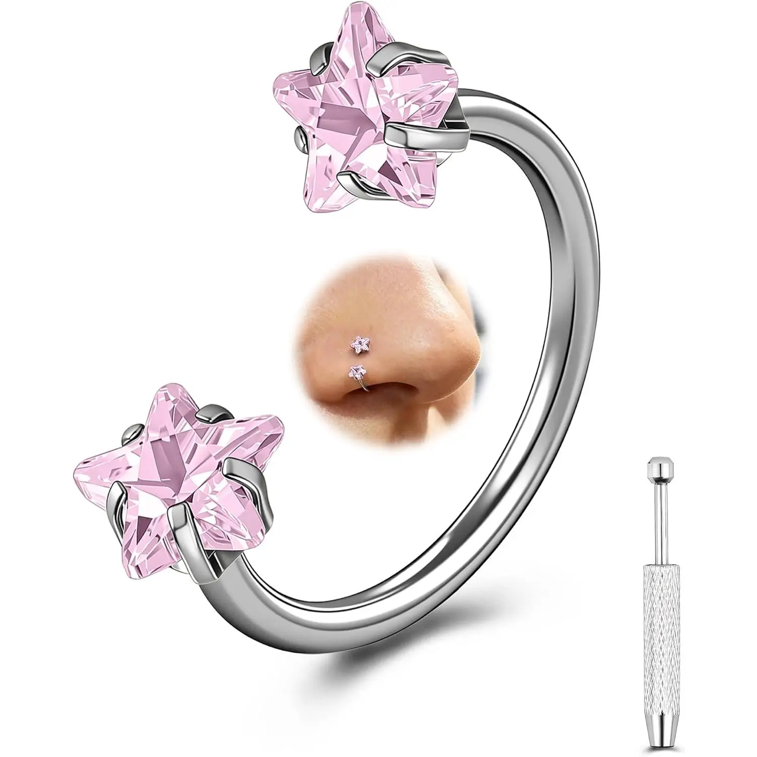 G23 Titanium Double  Horseshoe Nose Rings  Horse Shoe
