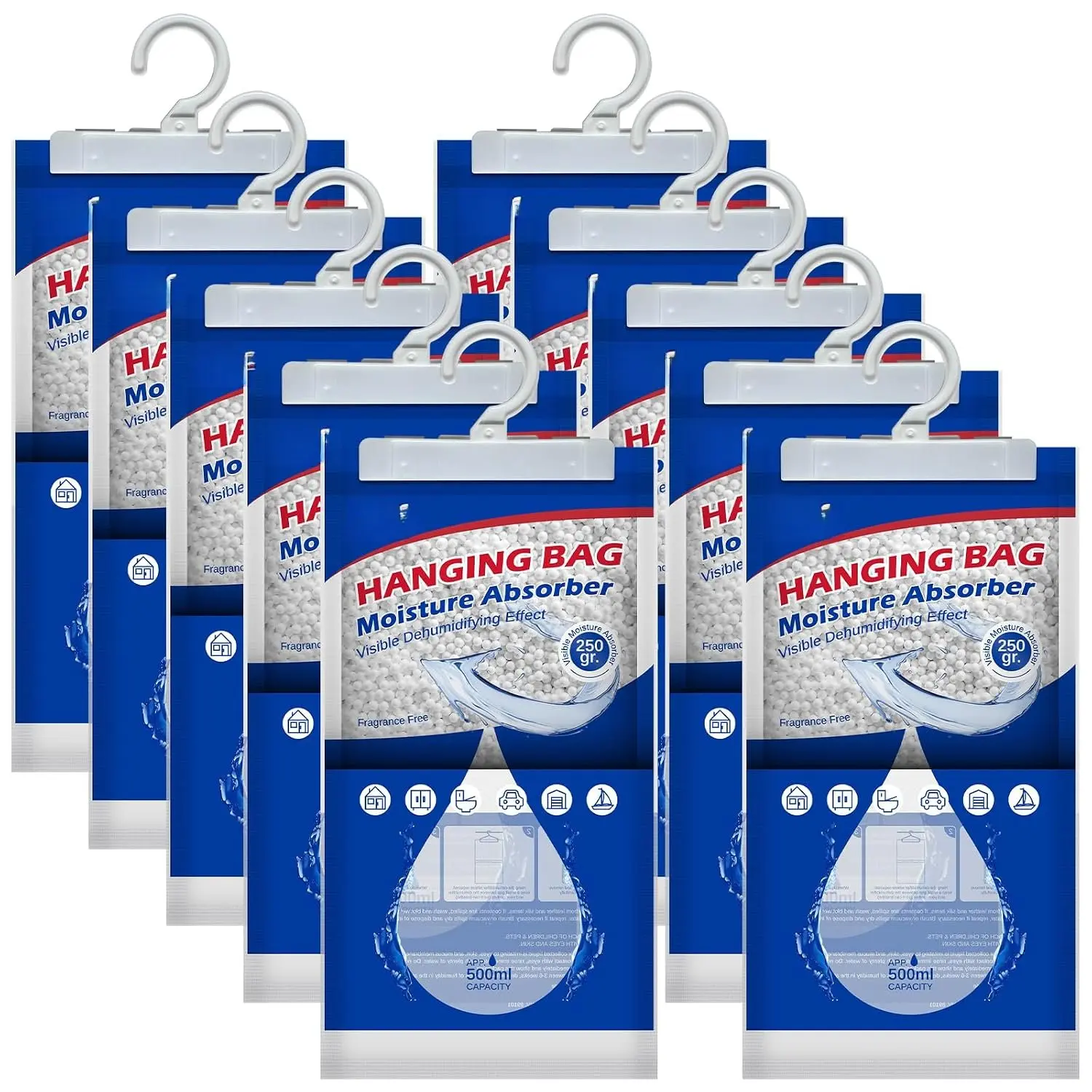 Absorbers  Bag for Your Closet, Dehumidifier Bags for Bathroom,  Free Humidity Packs, 10 Pack
