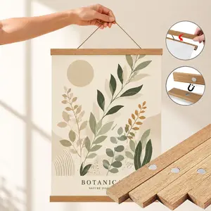 1pc Wooden Magnetic Poster Hanger Frame - Sturdy, Durable, and Lightweight Real Wood Frame for Vertical Artwork and Photos Display - Easy to Hang, Adjustable, and Space-Saving Design