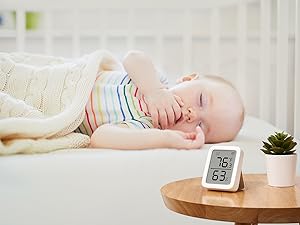 Thermometer Hygrometer, Bluetooth Indoor Humidity Meter for Home, Temperature Sensor with App, Large LCD Display, Notification Alerts, 2-Year Data Export