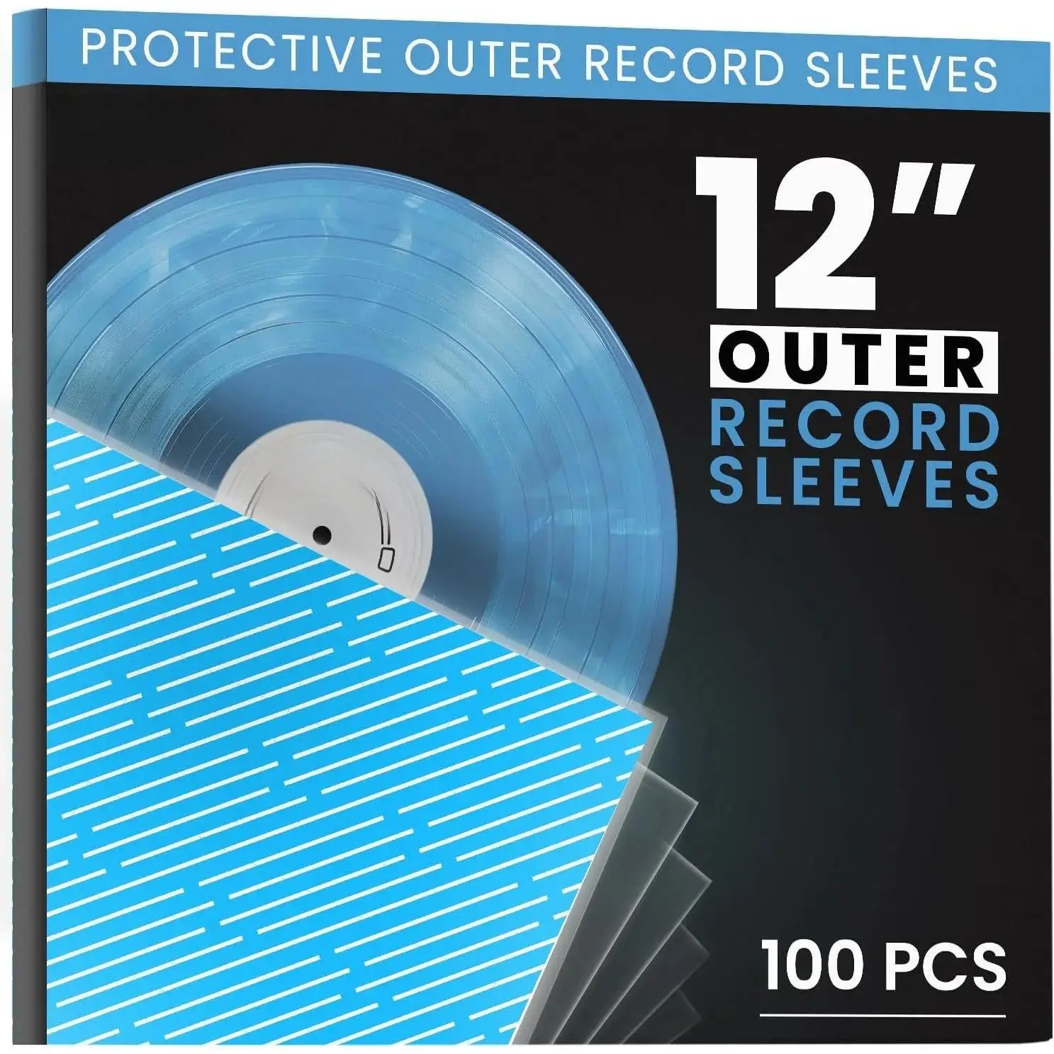 100x Vinyl Record Sleeves Outer   Clear Outer Vinyl Sleeves LP Album Covers 12.75"x12.75"|  Fit Protective 3 Mil Protection for Single & Double LPs - Archival Standard
