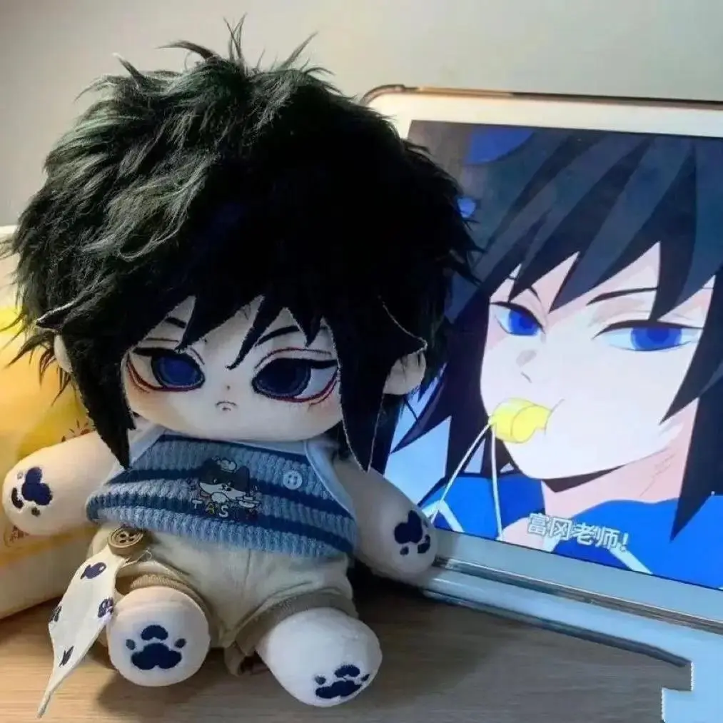 Stuffed 20cm Anime Demon Slayer Tomioka Giyuu Plush Dress Up Cotton Doll Toys for Kids Change Clothes Birthday Gifts