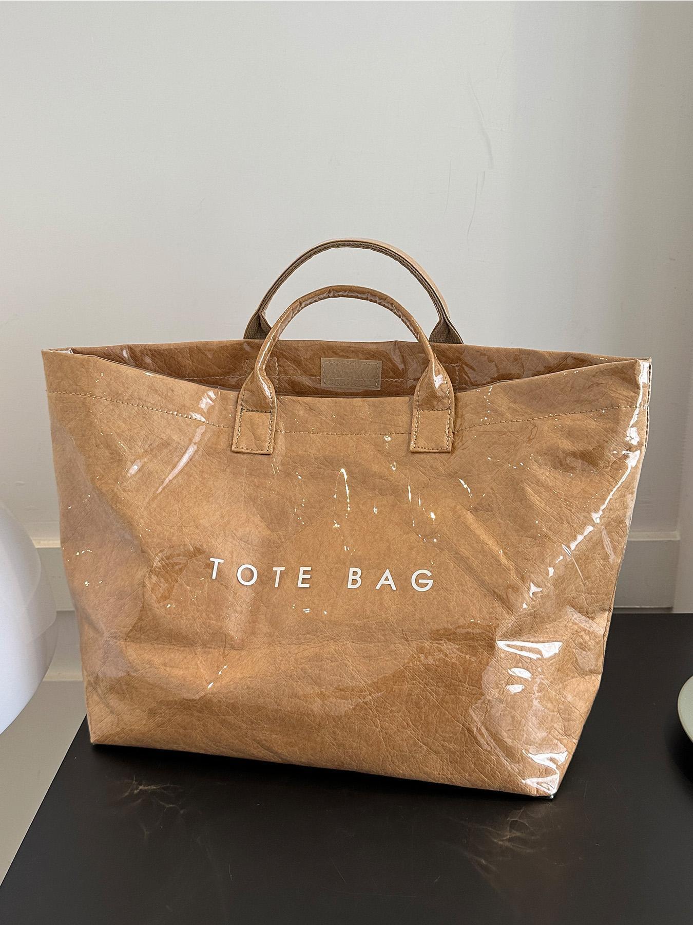 Fashionable Solid Color Tote Bag, Large Capacity Bag for Women & Men, Casual Trendy Versatile High-quality Daily Commuting Bag, Girl Fashion Bag