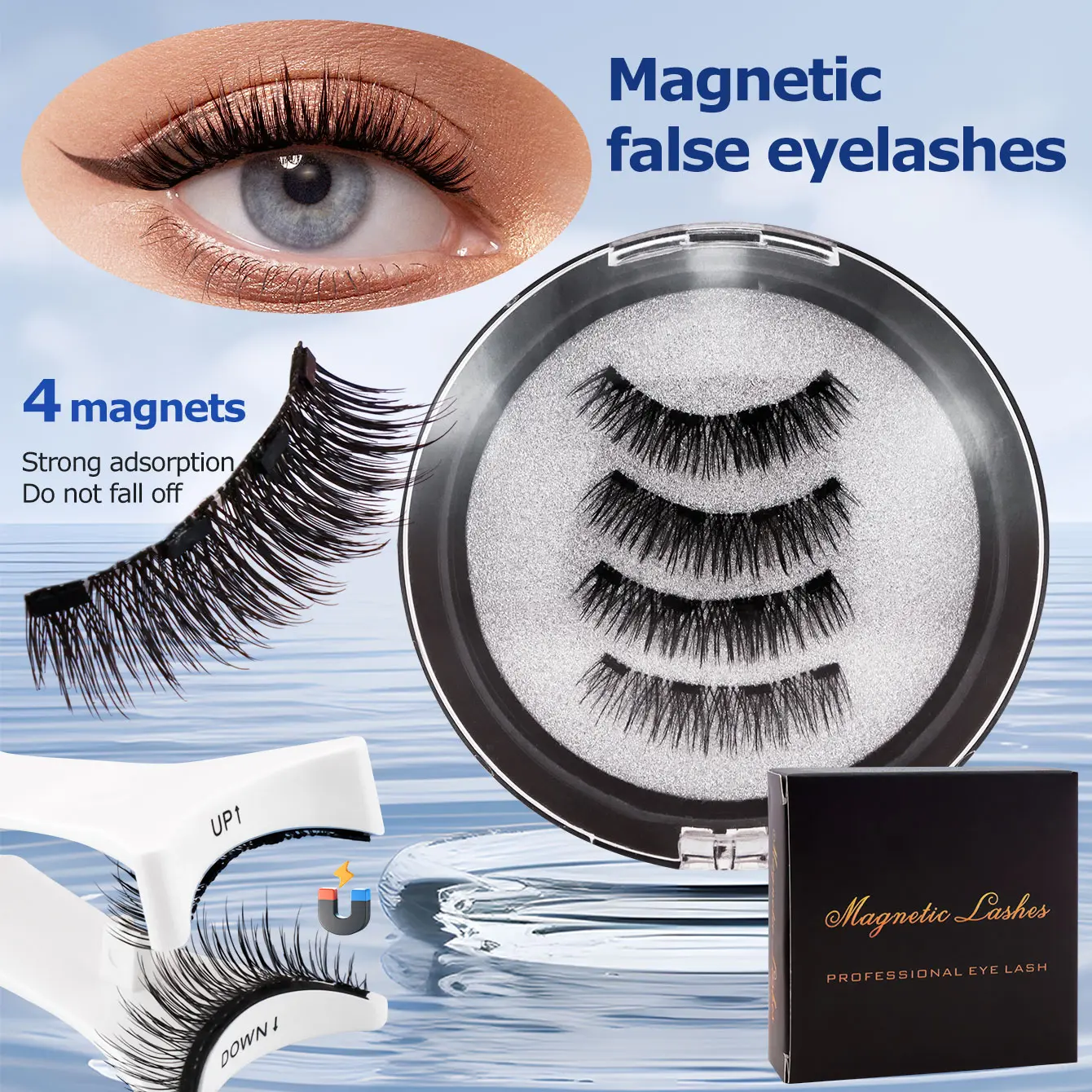 Magnetic Eyelash Curler Set, C Curl 3D Volume Lashes, Reusable Waterproof Comfortable Wear, Natural Look, 5mm-10mm Sizes