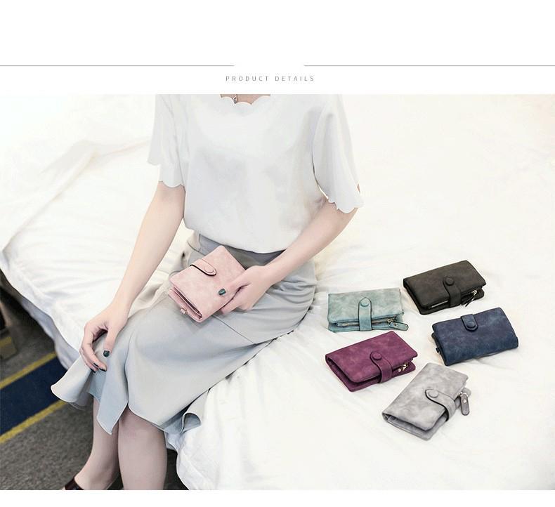 2026 Trendy Korean-Inspired Women's Slim Trifold Wallet - Multi-Slot Card Holder with RFID Protection & Coin Compartment