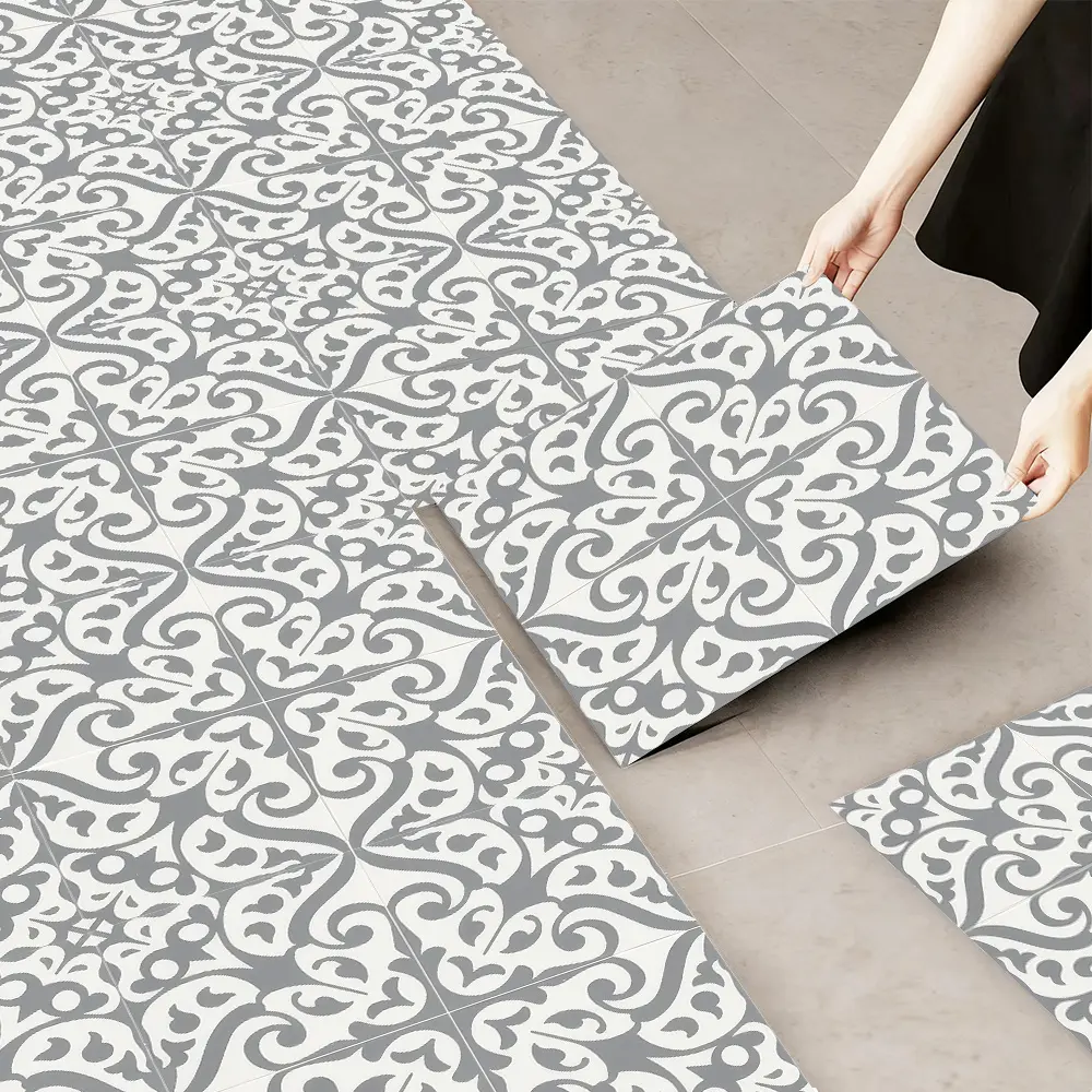 10pcs, 2D Flat, Peel And Stick Faux Leather Floor Tiles stickers- Marble Pattern Geometric Design Splicing Floor Tiles, Personalized Self-Adhesive Home Decor Tiles, Suitable for Kitchen Backsplashes/Wall Renovations And Floor Decoration.