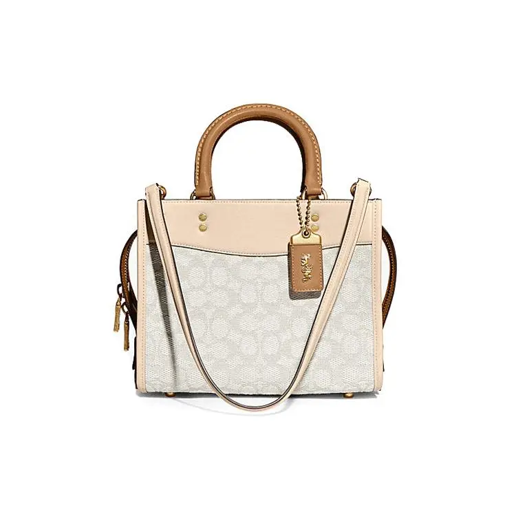 COACH Rogue 25 Handbag for Women – Classic Logo Contrast Jacquard Fabric and Leather Tote in Multicolor