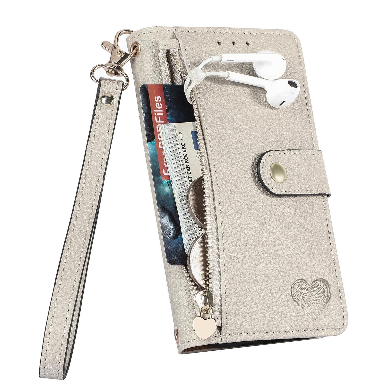 Lychee Texture Zipper Wallet Case with Detachable Strap| [Color] For phone  11 12 13 14 15 16 17