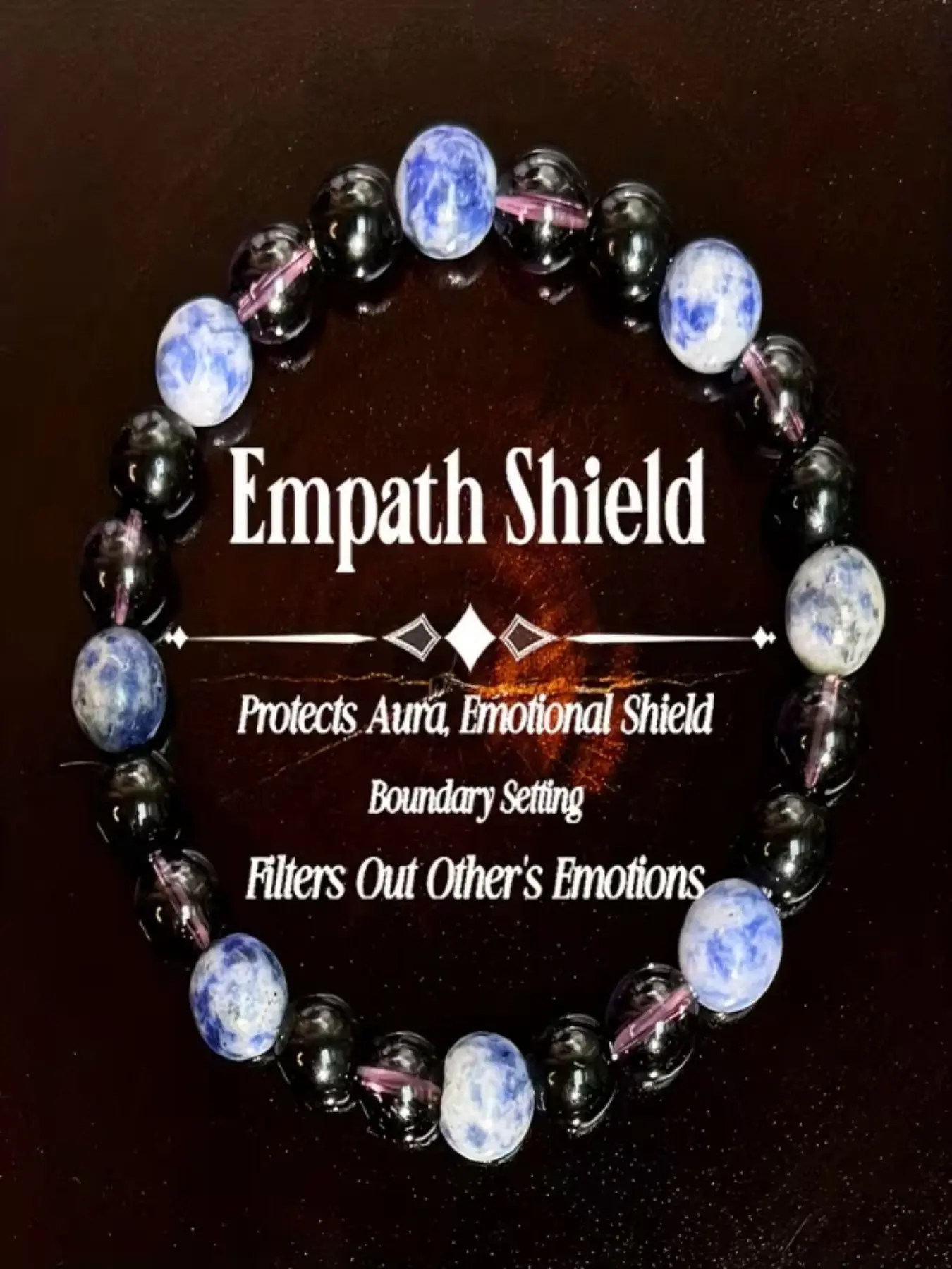 Bohemian Empathy Shield Bracelet, Crystal Beads, Adjustable Design, Unisex, Ideal Gift for Daily Protection Jewelry
