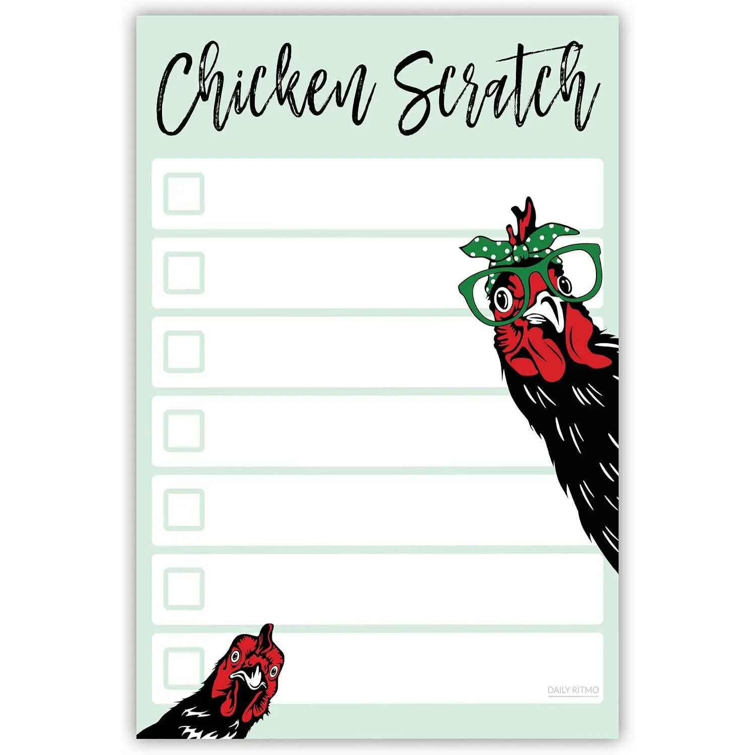 Funny Chickens Sticky to Do Notepad - Chicken Scratch - Rooster  Chick Chicken Coop Lover Gifts | Country Themed Notebook | ChickenScratch Chicklet Barn Office Decor Accessories 4x6 50 Pages