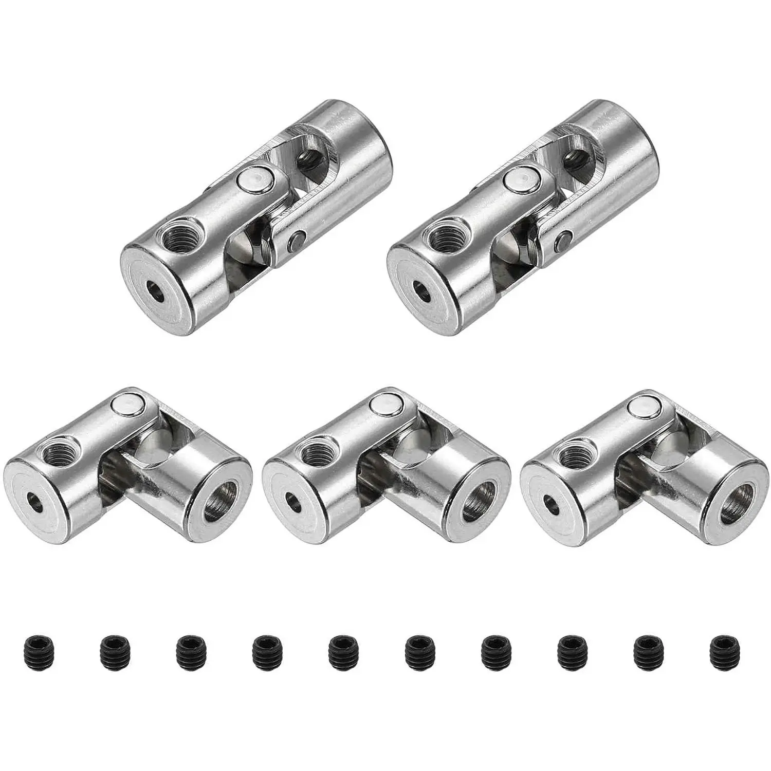5 count  Joint Shaft Coupling, 2mm to 4mm Inner Dia Rotatable Steering Shaft U Joints Coupler with Screws for RC , Robot, Boat Drive Ship  Use