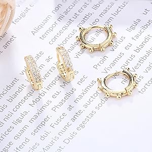 6-Pair Gold Huggie Hoop Set | 14K Gold Plated Stainless Steel | Dainty CZ Dangle & Cuff Earrings | Hypoallergenic Ear Stack for Sensitive Ears 6-Pair Gold Huggie Hoop Set | 14K Gold Plated Stainless Steel | Dainty CZ Dangle & Cuff Earrings | Hypoallergenic Ear Stack for Sensitive Ears