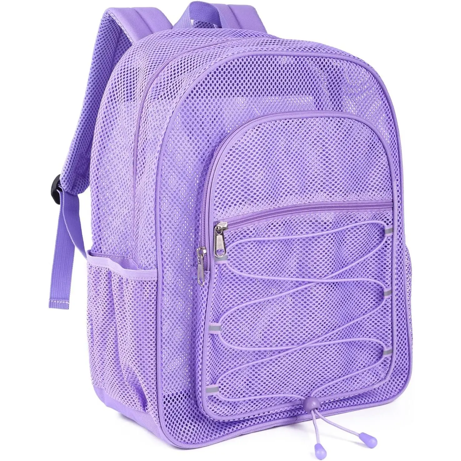 Heavy Duty Mesh Backpack, See Through College Bookbag,  | Reflective Design, Semi-Transparent  Pack for Girls, Boys, Net Bookbag for  Gym Travel Beach