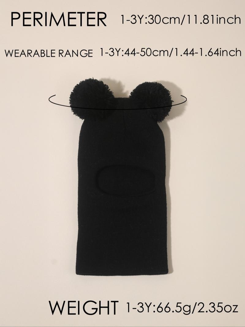 Pom Pom Knit Hat for Babies 1-3 Years Old, Warm Winter Beanie for Outdoor Use, Casual Style Daily Cap, Moderate Fabric Thickness, Winter Skull Cap