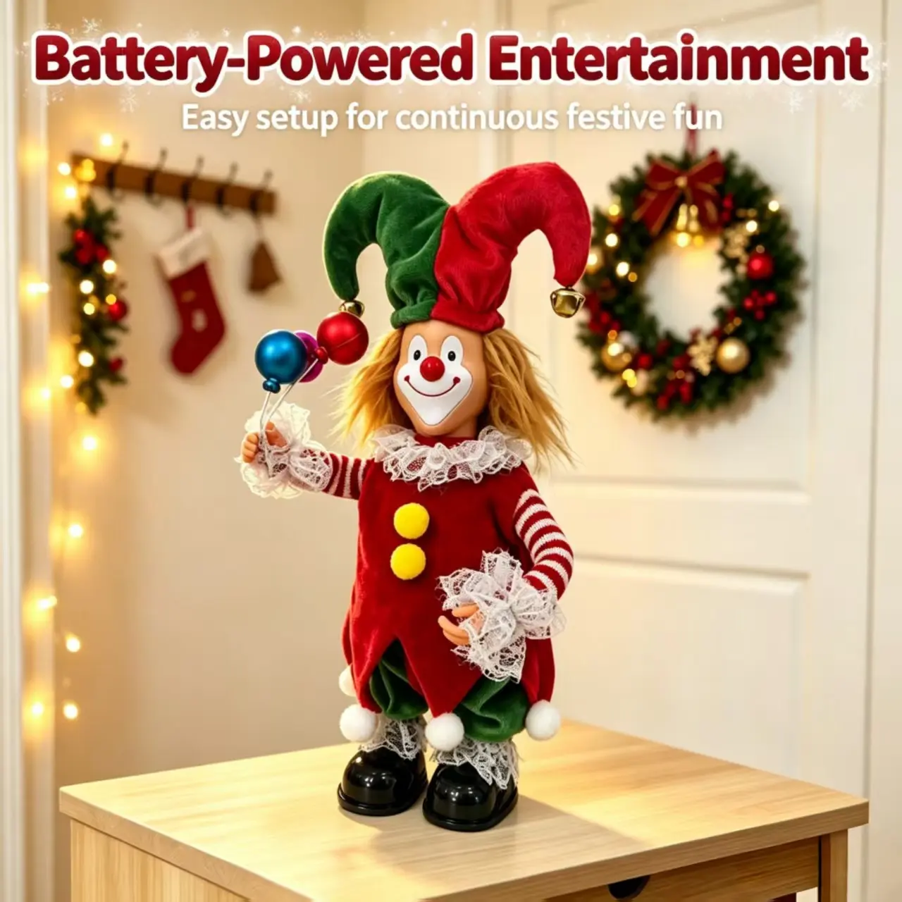 Pointed Hat Clown Electric Swing Sound Plush Toy, Christmas Clown Raising Twisting Music Desktop Decor, Funny Clown Dancing Doll