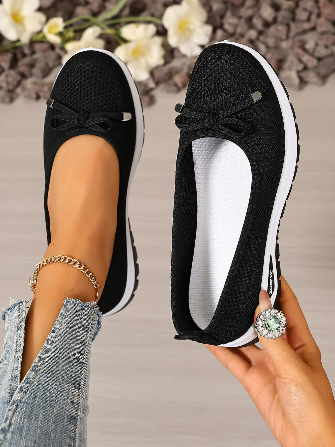 Women's Breathable Mesh Slip-On Sneakers, Lightweight Comfort Walking Shoes, Soft Sole Anti-Slip Flat Casual Shoes for Daily Use