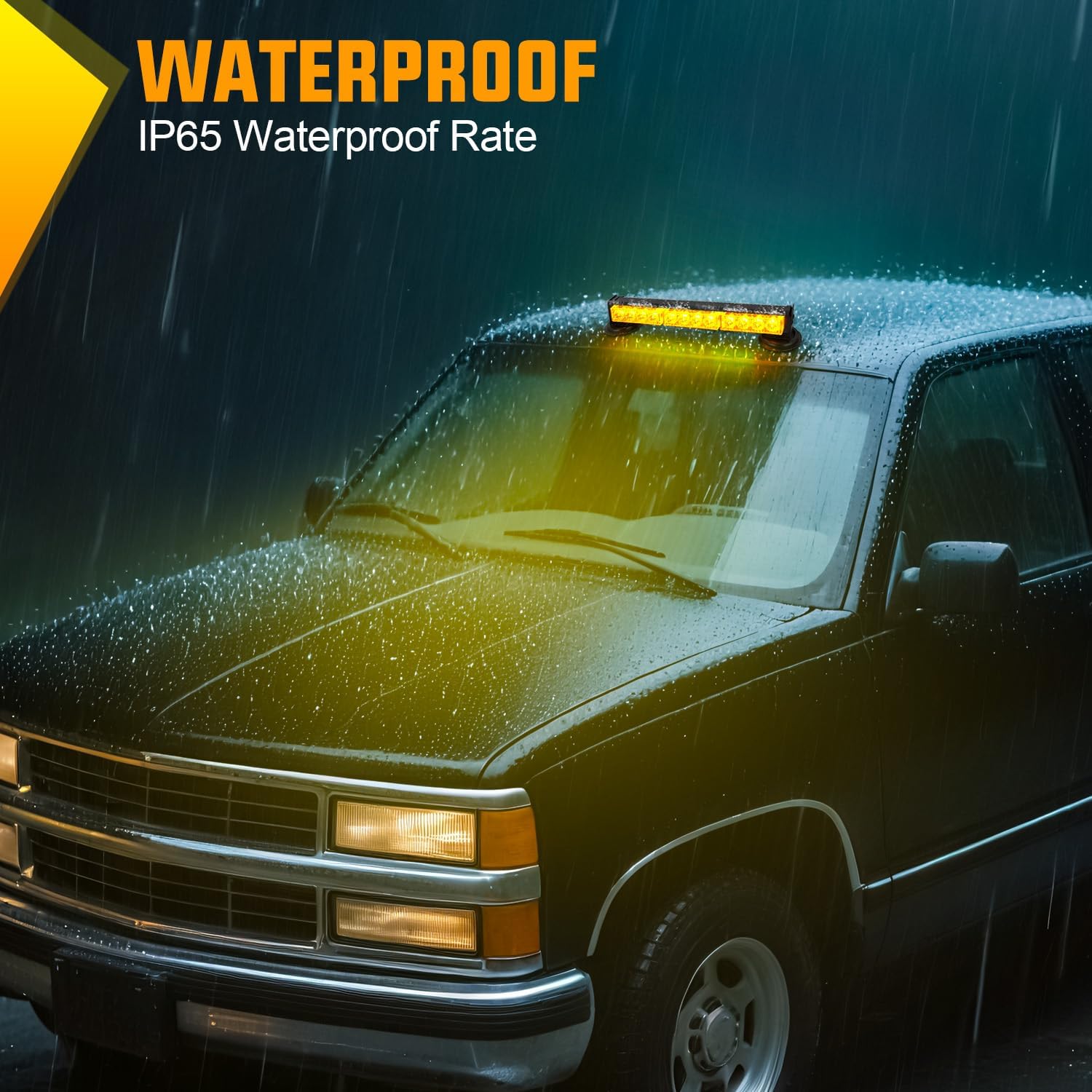 12LED Wireless Strobe Light Amber 14 Inch Magnetic Mount Mini Light Bar 12V Rooftop Powered Hazard Work Lights for Car Truck Trailer Snow Plow Construction Vehicles