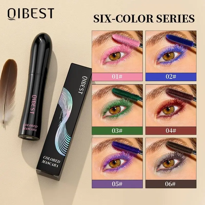 QIBEST Colorful Curling Effect Colored Mascara Waterproof Fast Drying Eyelashes Extension Multicolor Lashes Makeup Lasting Mascara Styling Tool