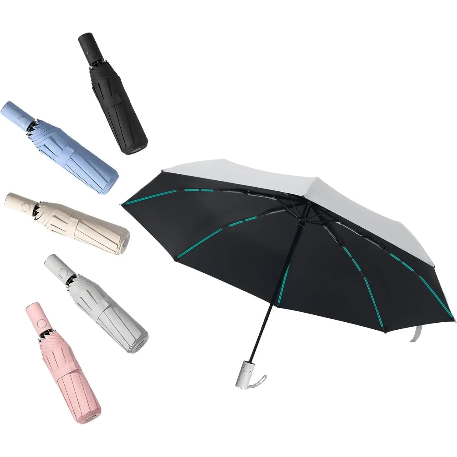 Compact Automatic Folding Umbrella – Portable Backpack Umbrella with Hook