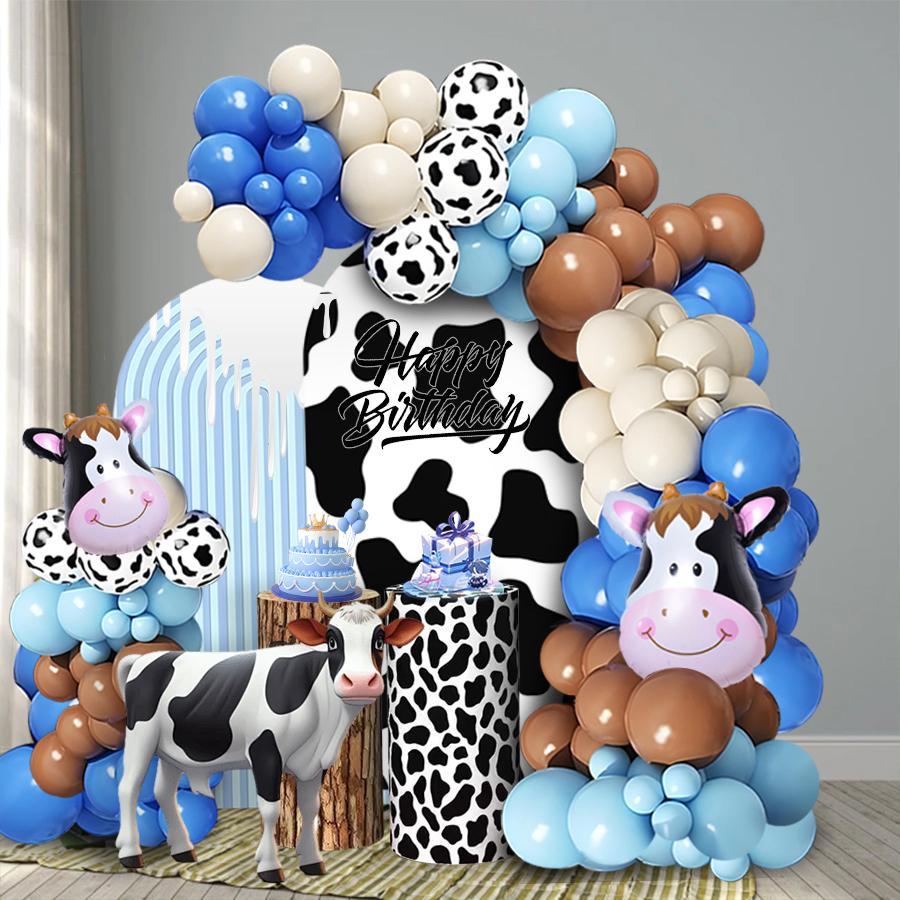 124pcs Farm Cow Theme Balloon Arch Kit, Includes Cow Foil and Balloons, Perfect for Kids Birthday Parties & Baby Showers, Balloon Party Supplies