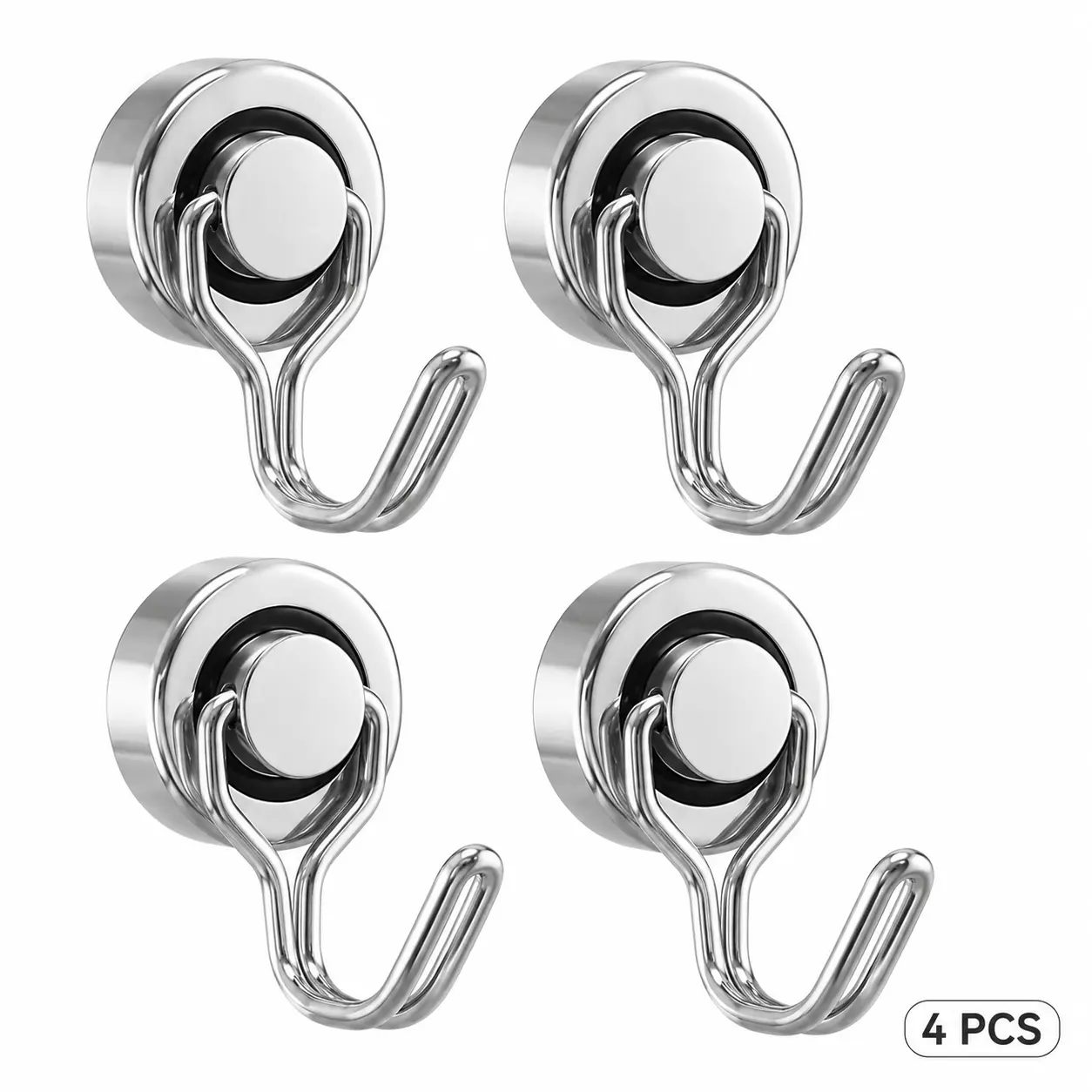 4PCS Heavy Duty Neodymium Magnetic Hooks, 30LB Swivel Swing Hooks for Refrigerator, Kitchen, Office Home Organization,convenient