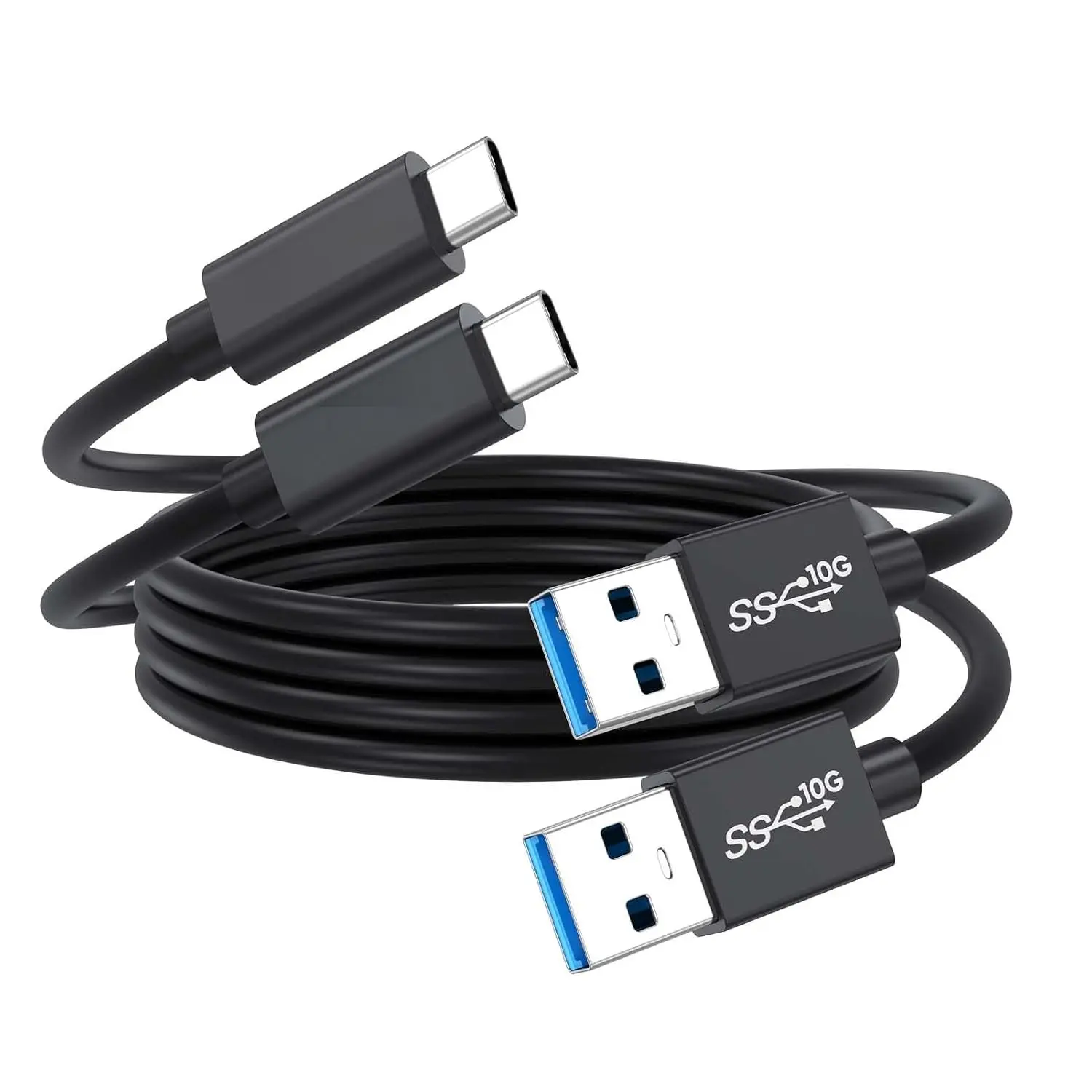 Data Transfer  USB to Type C 3ft 2 Pack, 10Gbps USB C 3.2 Gen 2 High Speed Transfer Cord, USB-A to USB-C 3A   Cables for Protable SSD   17/16/15, Galaxy S25/24