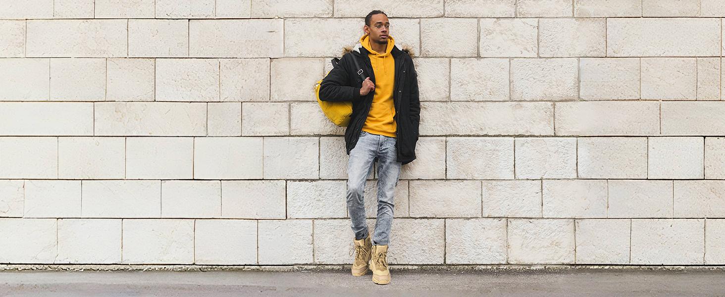 FREE SOLDIER Men's Waterproof Tactical Work Boots Lightweight Comfortable Combat Hiking Boots