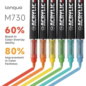 Languo Heavy-Duty Liquid Acrylic Marker Set, 9/48/72/96/192/288 Colors, Enhanced Ink Coverage, Multi-Material Art Use, Fabric Storage Bag Included