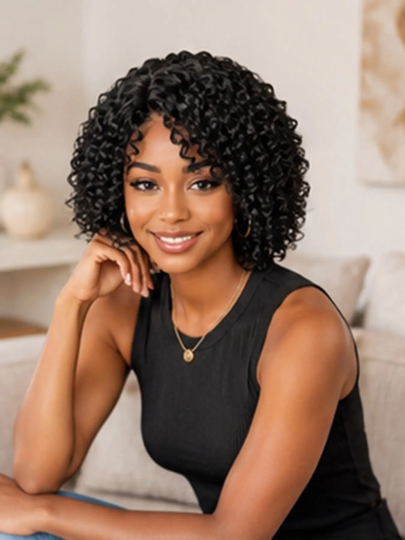 Short Curly Pixie Cut Human Hair Wig for Black Women Glueless Wear and Go Pixie Bob Wig Natural Black Side Part Deep Wave Soft Beginner Friendly Daily Hairstyle Curly Wigs