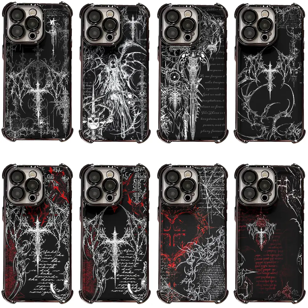 Popular Gothic Thorn Cross Dark Aesthetic Shockproof Phone Case for iPhone 11/12/13/14/15/16/17 Pro Max Pro Plus & Samsung S23/S24/S25/S26 Ultra Plus Great Gift for Alt Fashion Fans