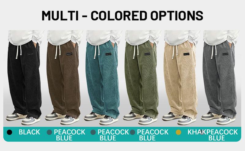 Men's 3-Pack Everyday Corduroy Joggers - Couples Matching Design, Elastic Drawstring Waist Pockets Straight-Leg Pants Men's 3-Pack Everyday Corduroy Joggers - Couples Matching Design, Elastic Drawstring Waist Pockets Straight-Leg Pants
