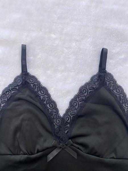 Women's Contrast Lace Backless Split Thigh Cami Nightdress, Sexy Adjustable Spaghetti Strap Nightgown, Soft Comfortable Sleepwear for Women