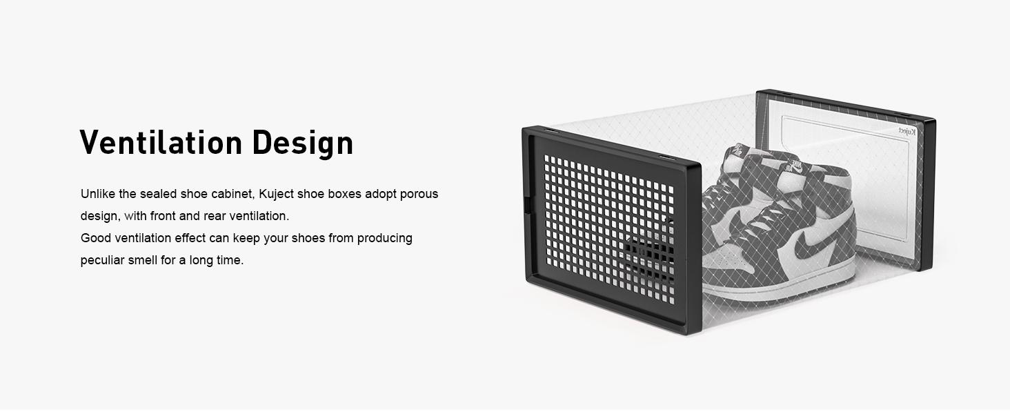 X-Large Plastic Stackable Storage Boxes Organizer 12 Pack - Clear for Shoe Rack & Holder Substitute, Black & Pink